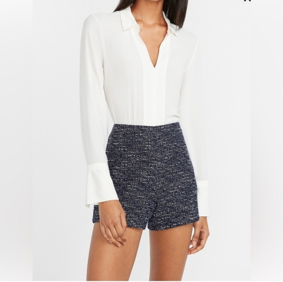 Express Tweed Shorts Dark Navy/White - Picture 1 of 9